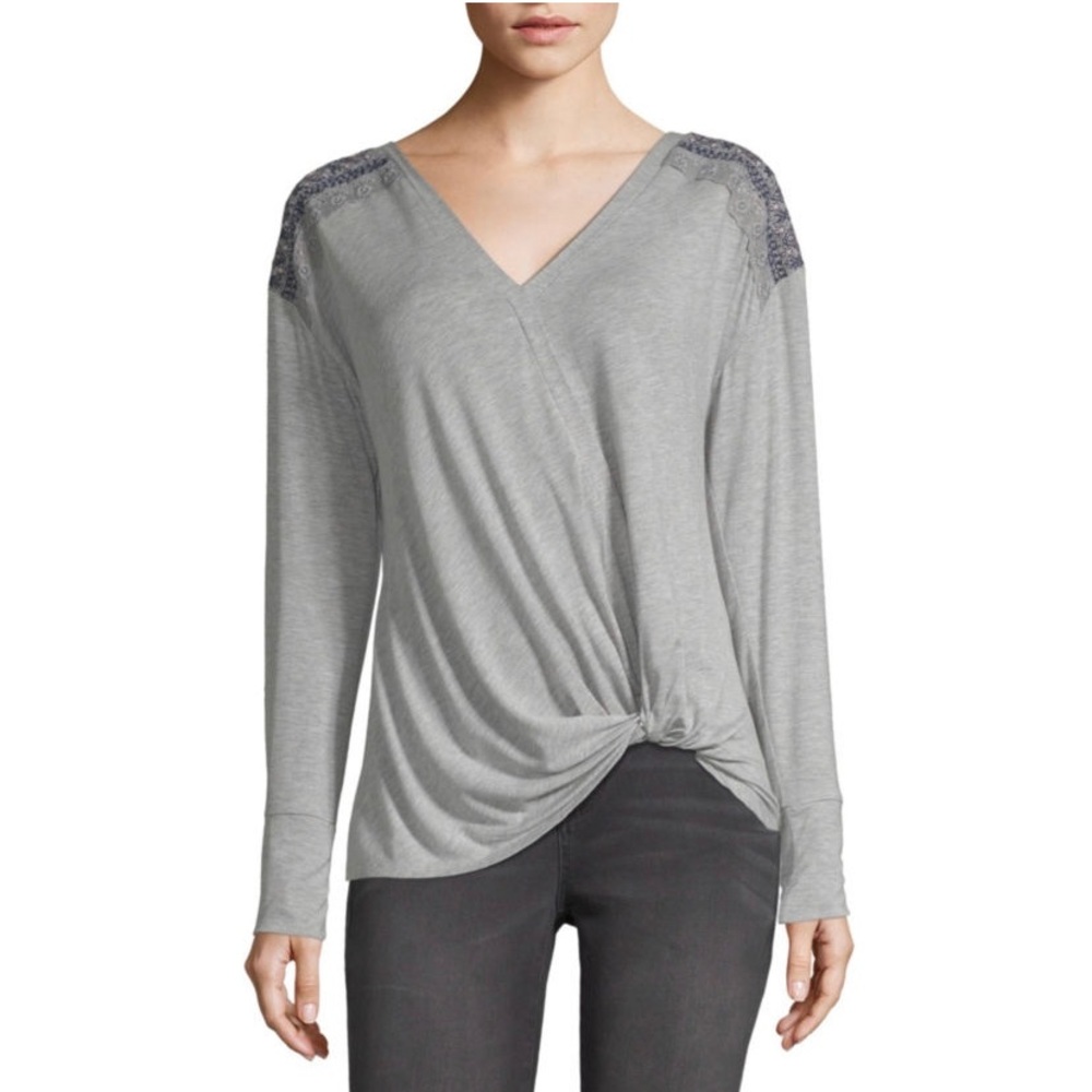 NWT Artesia V-Neck Wrap/Knot Front Pullover Blouse